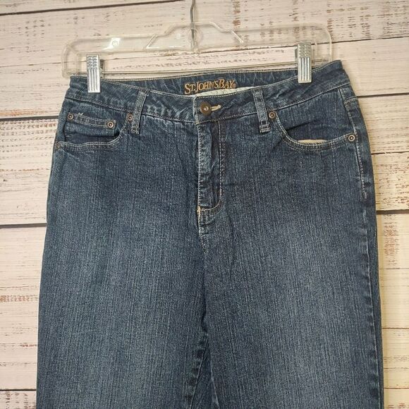 St Johns Bay Women's SIZE 10P Straight Leg Jeans Dark Wash Bootcut - Picture 2 of 15